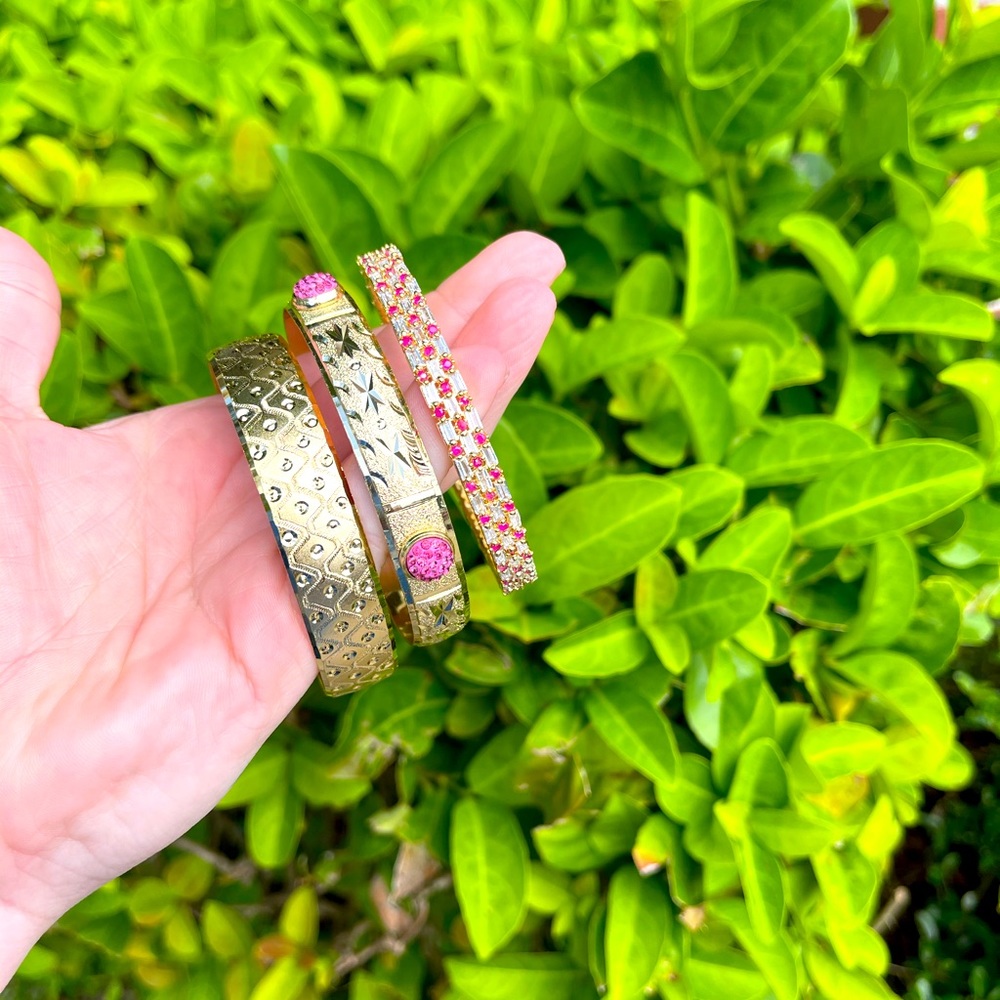 Indian crystal and gold bangles
